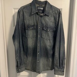 Express Denim Button-Up Shirt